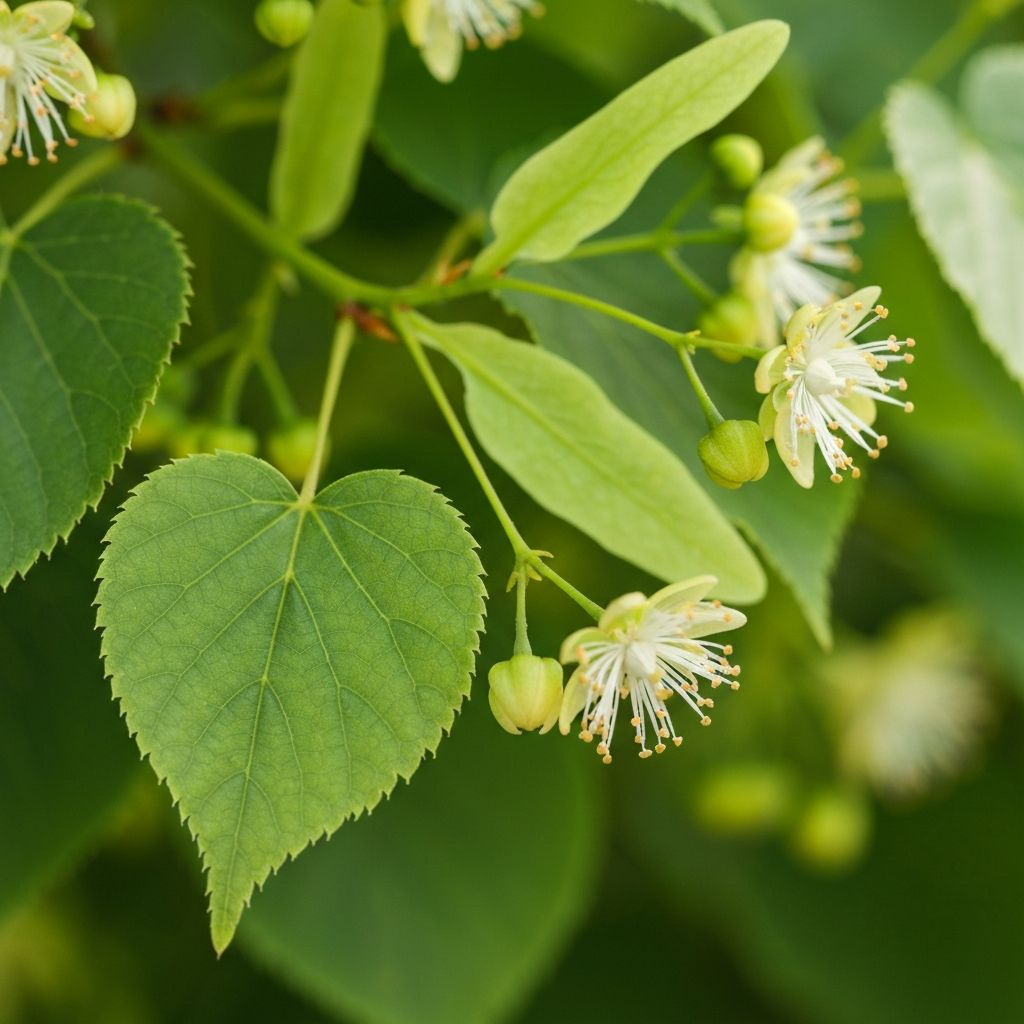 Linden tree heart-shaped leaves