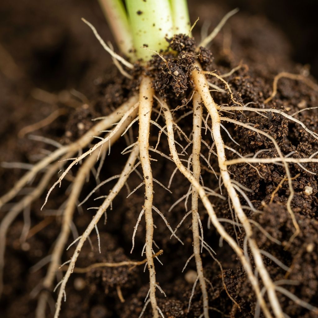 Plant root system with rich soil